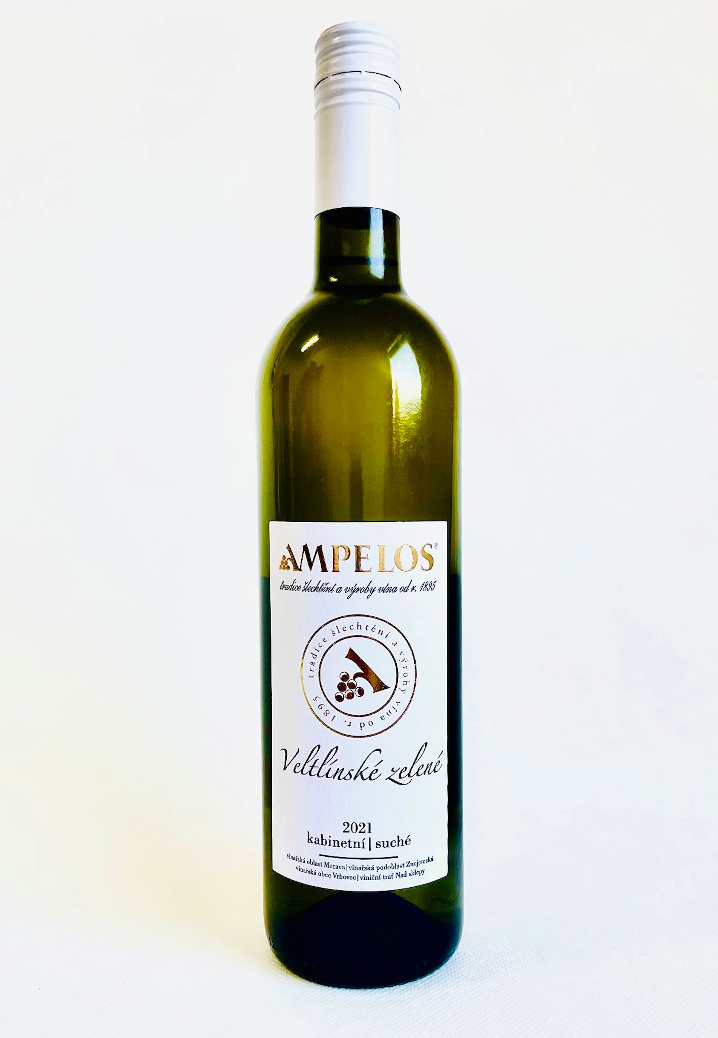 Víno bílé Veltlínské zelené kabinetní 2021 Ampelos (tiché víno) 0,75l
